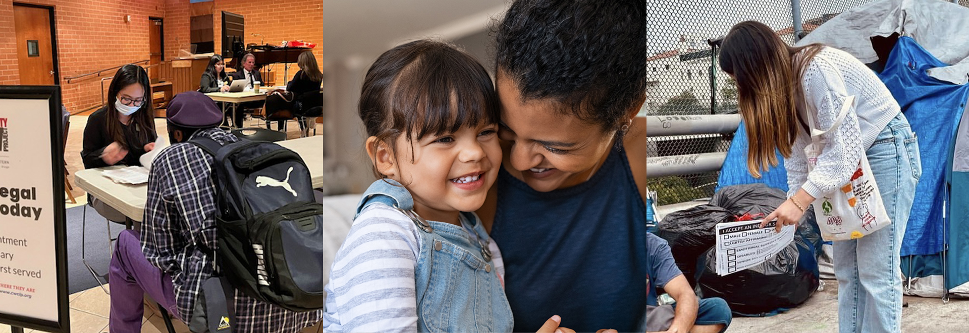 Immigrant dad and daughter smiling because they've received support from the SDCBF.